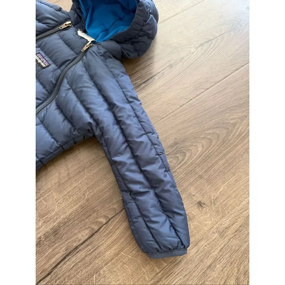 Patagonia Goose Down Infant Baby Bunting Coat Snowsuit Size 6 Months Blue